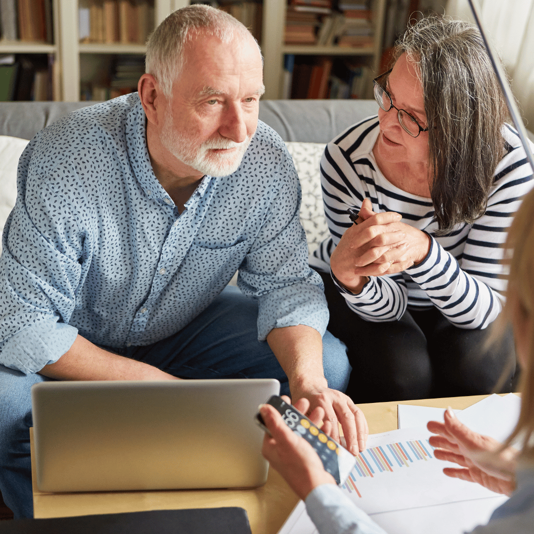 man and woman consulting with an expert